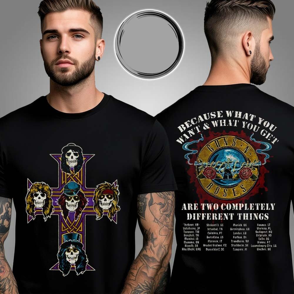 Gun N Rose Vintage Cross World Tour 2026 Two Sided Unisex T-Shirt All Size S-4XL XL