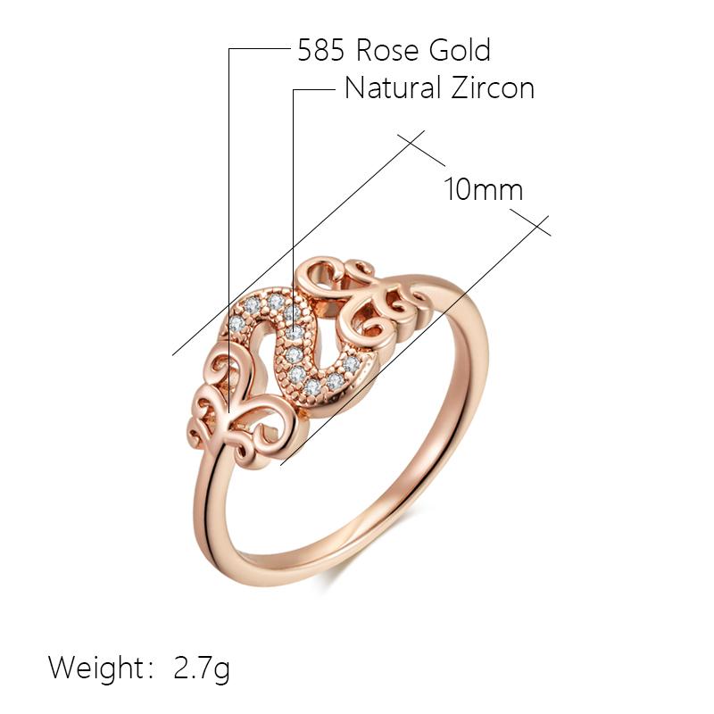 Fashion Rose Gold Color With Natural Zircon Accessories Crystal Flower Rings For Women Vintage Wedding Jewelry