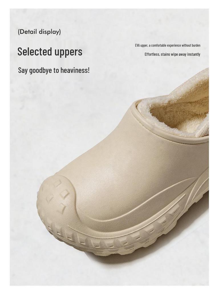 2025 Winter Waterproof Cotton Slippers: Warm, Slip-On, Fleece-Lined, Heel-Covered for Men & Women