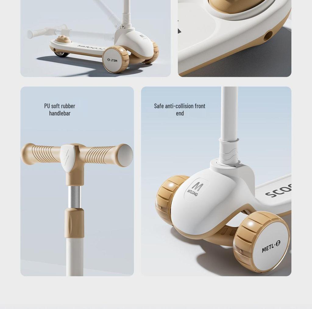 Folding Kids' Scooter with Seat, Ages 1-10, for Boys and Girls