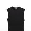 2025 Spring/Summer Padded Shoulder Patchwork Sleeveless Belted Crew Neck Dress