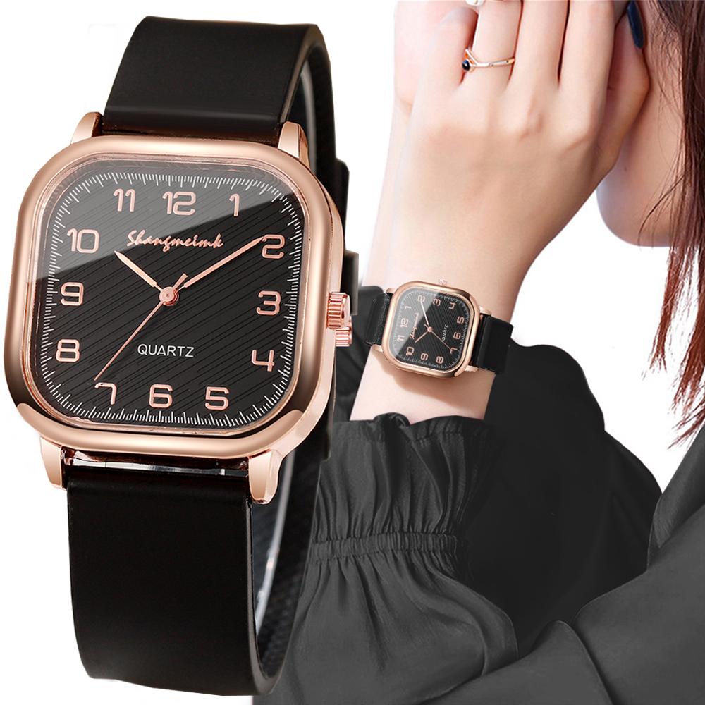 Women Square Watches Casual Silicone Strap Quartz Watch for Girls Clock