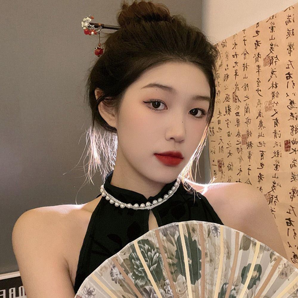 Vintage Retro Red Hair Stick Ancient Style Chinese Hairpin Headwear Valentine's Day Headwear