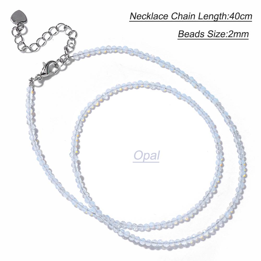 2mm Natural Crystal Beads Necklace Tiger Eye Stone Black Spinel Mix Quartzs Choker Clavicle Chains For Women Men Jewelry