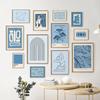 Blue Tone Modern Gallery Wall Set Minimalist Art Print Picasso Abstract Line Figure Flowers Canvas Painting Living Home Decor