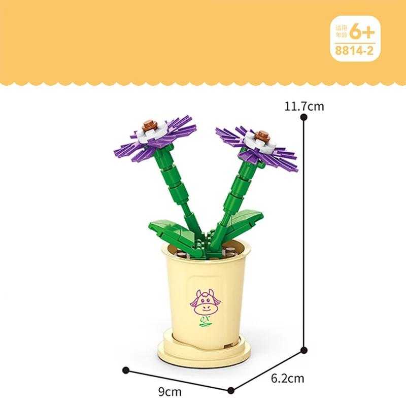 Hot Creative Small Building Block Flower Art Classic Brick Mini Potted Plant Gift For Girls Desk Decoration Simple Assembly Toys