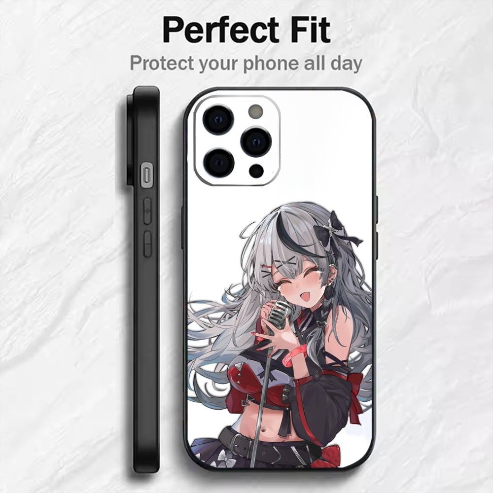 

Virtual Singer Sakamata Chloe Holo Phone Case For iPhone17,16,15,14,13,12 Plus,Max Soft Silicone Black Cover iPhone17air