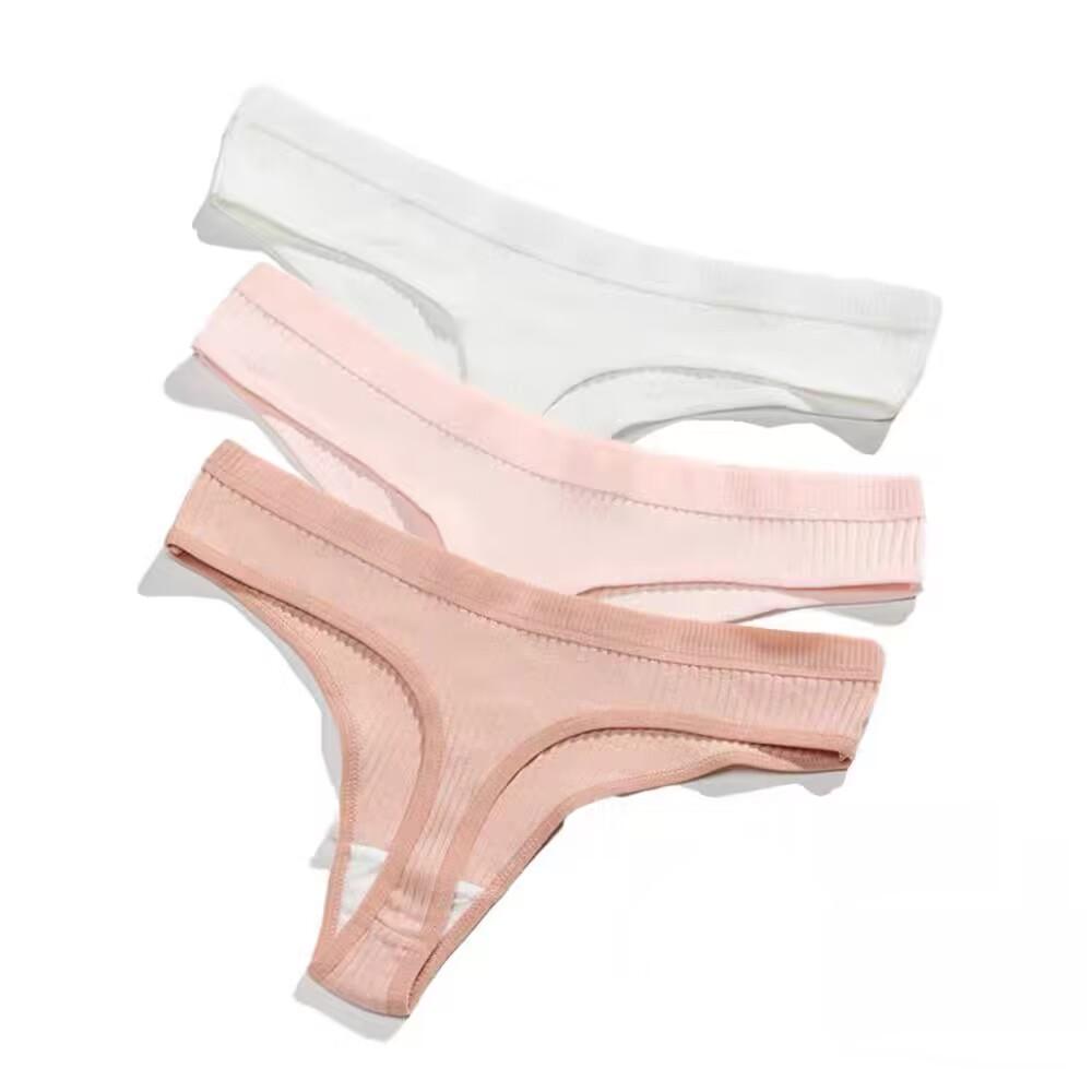 3Pcs/Set Women Cotton Panties M-XL Comfortable Thongs Underwear Women Bikini Underpants Sexy Low-rise Girl's T-back Panties