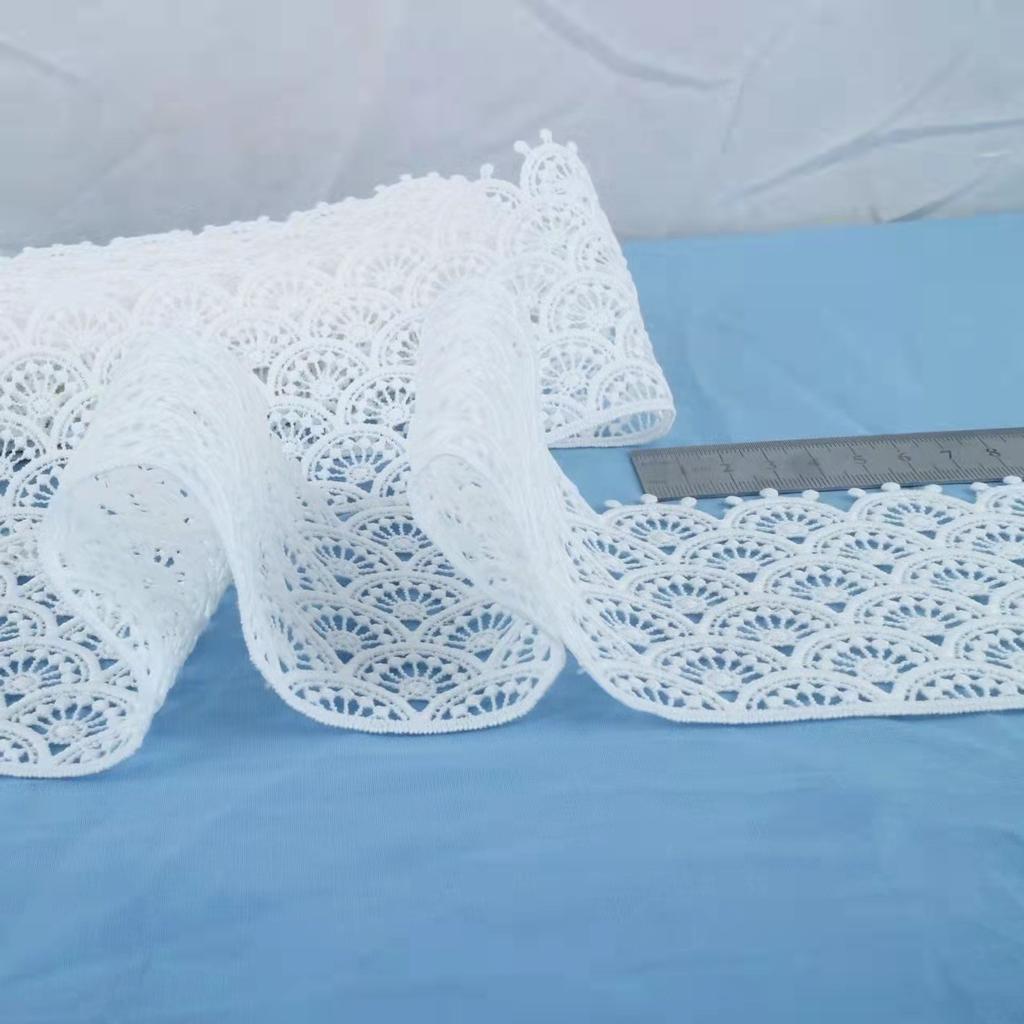 Unilateral Milk Silk Water-Soluble Embroidery Lace Barcode, White Hollow Barcode Clothing Curtain Lace Accessories