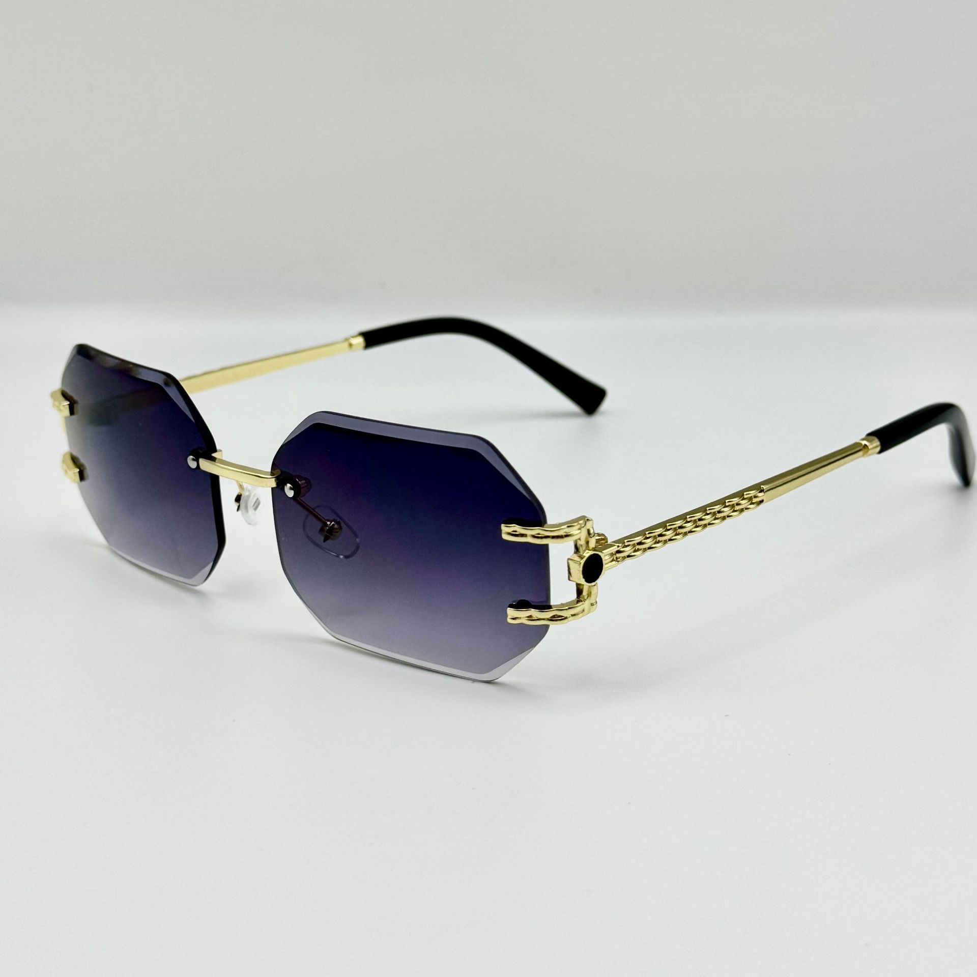 

Rimless Sunglasses Men & Women Brand Designer Polygon Sun Glasses - Female Trendy Rectangle Cutting Len Shades Eyewear UV400