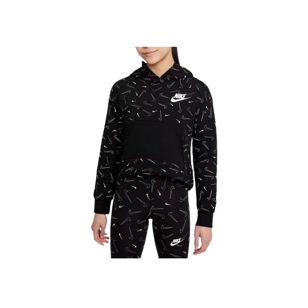Nike Hoodie Comfortable Breathable Simple Generous Kids Hoodies Black DD7377-010