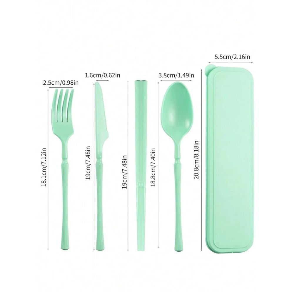 1pcs Knife, fork, spoon and chopsticks plastic tableware set, reusable, suitable for picnics, camping, and student supplies