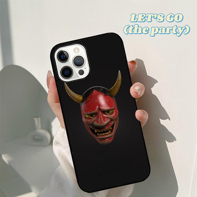 Autumu Japanese Oni Hannya Demon Mask Phone Case Cover for iPhone 17 Air 16 16e 15 12 11 13 14 Pro Max Plus Coque