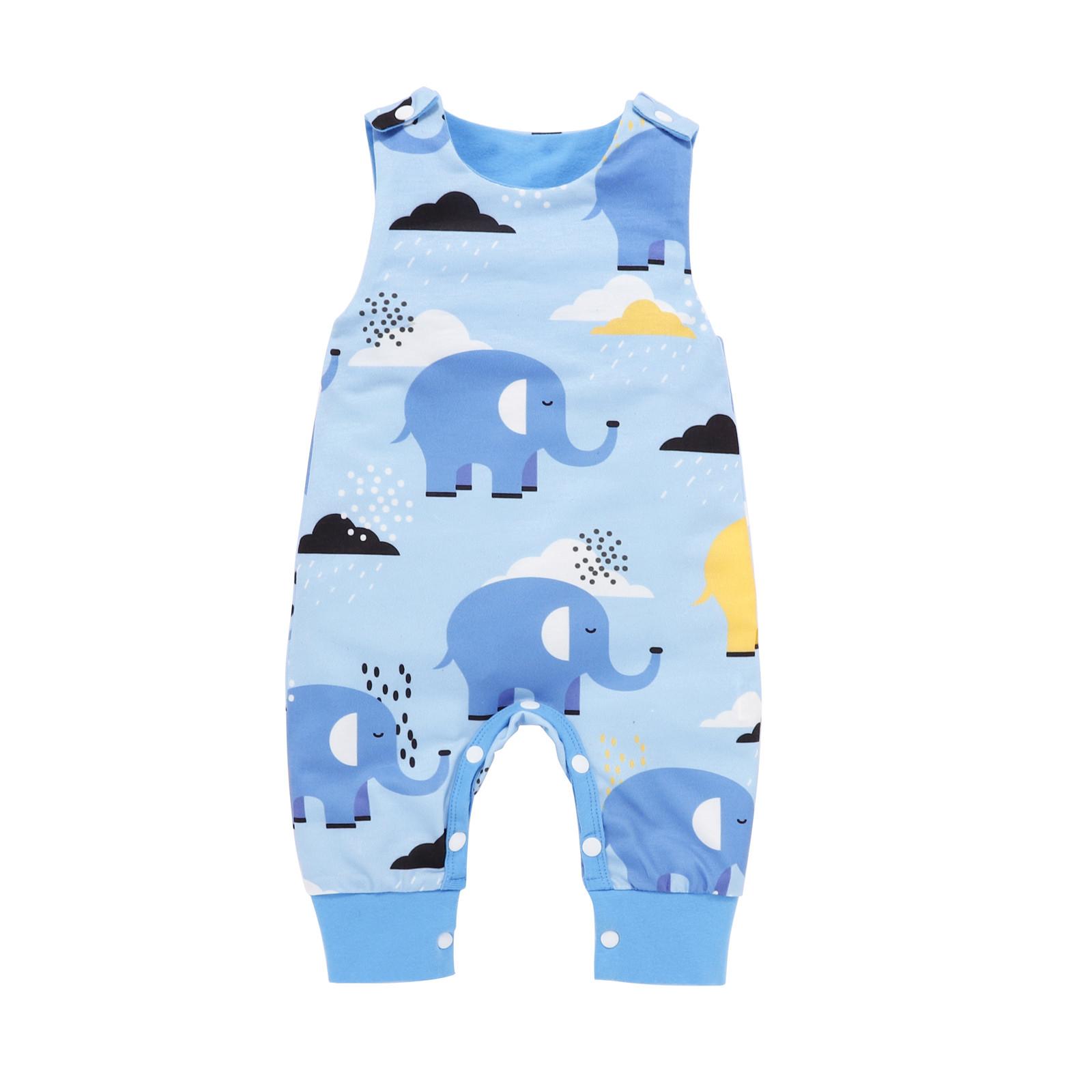 

(SU)Комбинезон с принтом слона для новорожденных мальчиков и девочек, комбинезон, одежда 70 синий