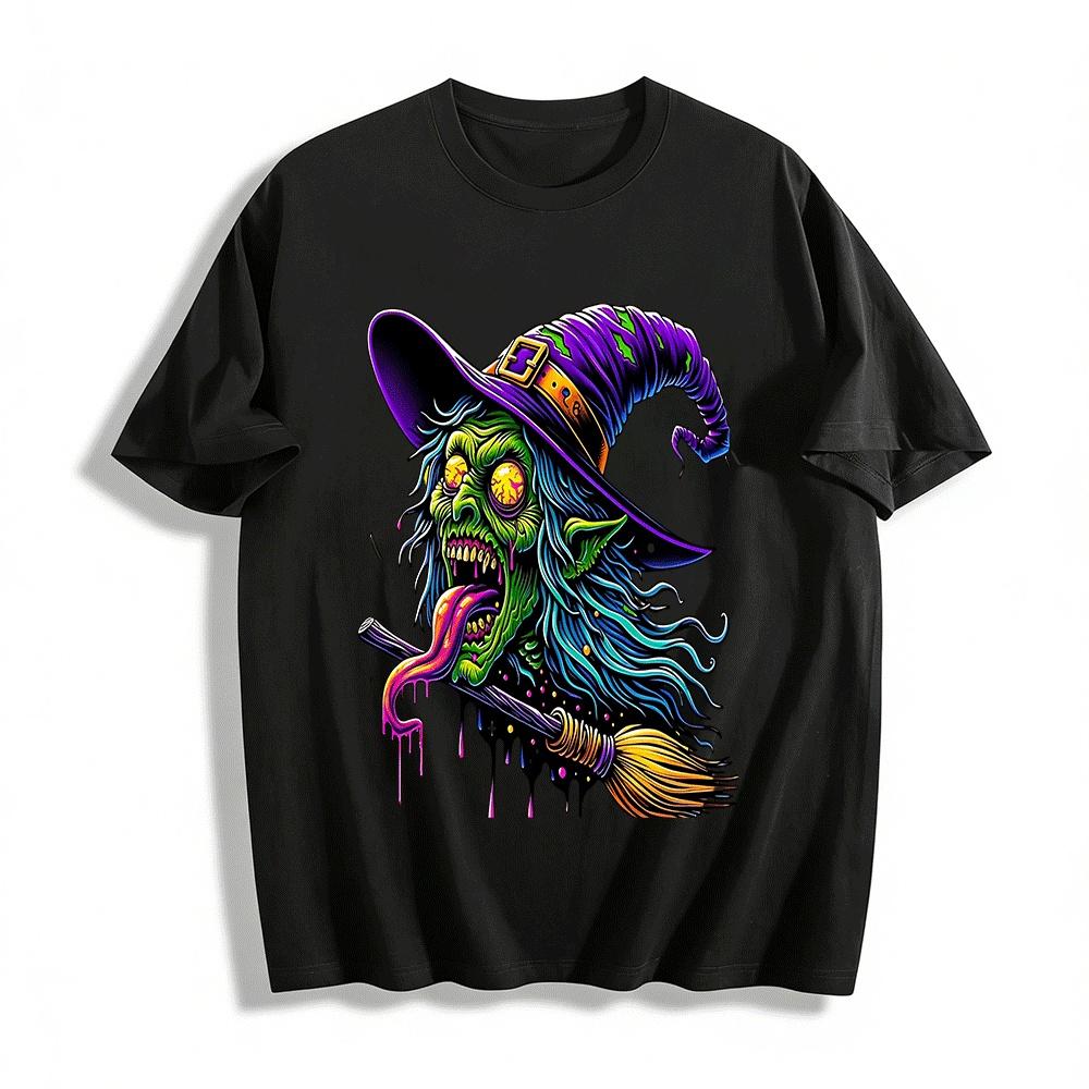 

Zombie Witch Halloween Graphic Trendy Casual Top Pure cotton T-shirt XXS