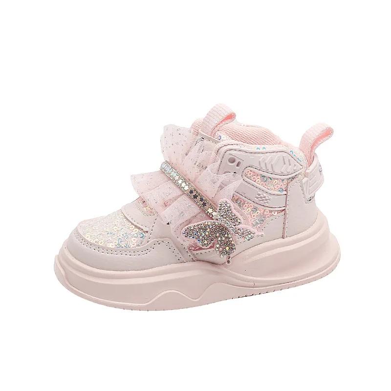 Trendy Girl Shoes Princess Sweet Child Sneaker Soft Soled Non Slip Casual Shoe New Autumn Girl Sneaker Simple Classic Board Shoe