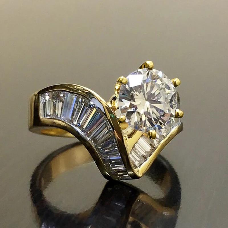 

CAOSHI Fashion Geometric V Shaped Cubic Zirconia Rings Luxury Gold Color Wedding Rings for Women Statement Party Zircon 6