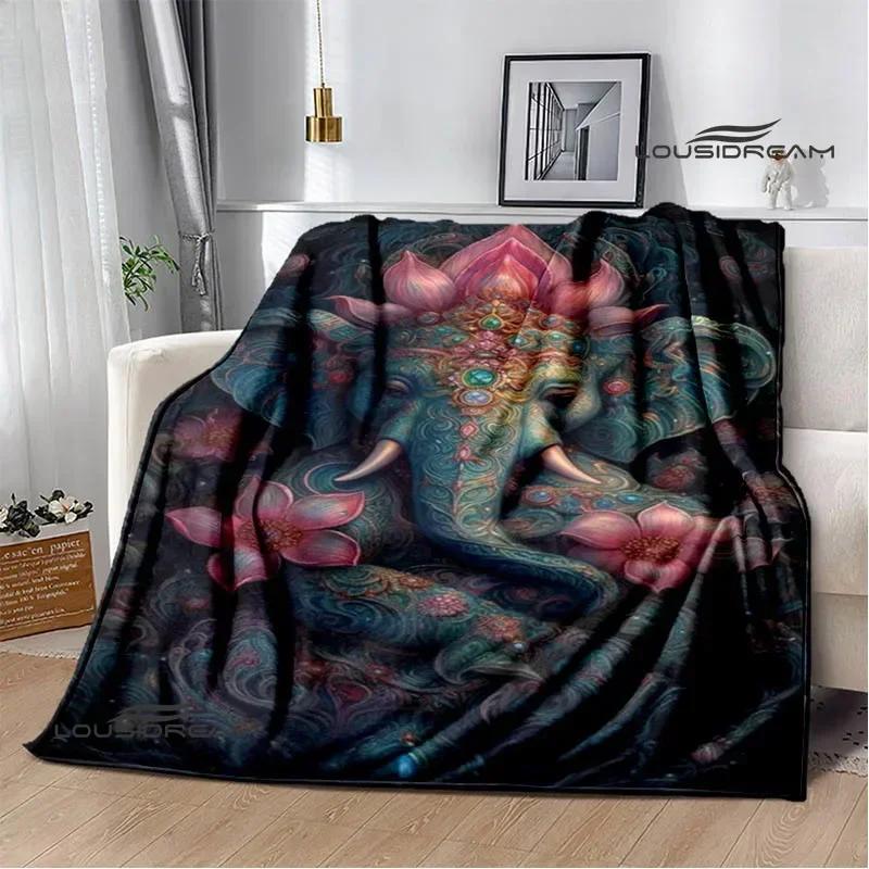 Retro Ganesha Printed Blankets Warm Flannel Blankets Soft and Comfortable Blanket Bed Linings Blankets for Beds Birthday Gift