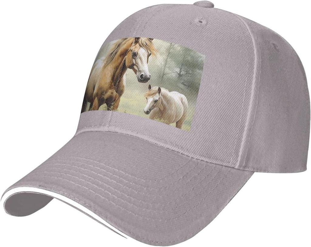 Horse Print Baseball Cap Adjustable Polyester Casual Summer Outdoor Golf Dad Hat