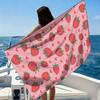 Strawberry Print Beach Towel Microfiber Quick Dry Absorbent Oversized Bath Towel Sand Free Swim Towel for Travel Swimming Pool