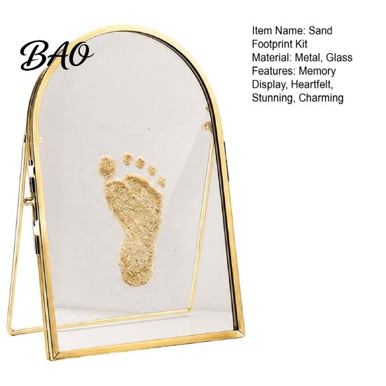 Pet Paw Print Kit Baby Keepsake Frame, DIY Sea Sand Newborn Hand Footprint Kit, Infant Handprint Mold Metal Pressed Picture Floating Cat Dog