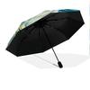 Plant Cat  pattern, automatic folding umbrella, portable and foldable design, 8 ribs, a Christmas or birthday gift.