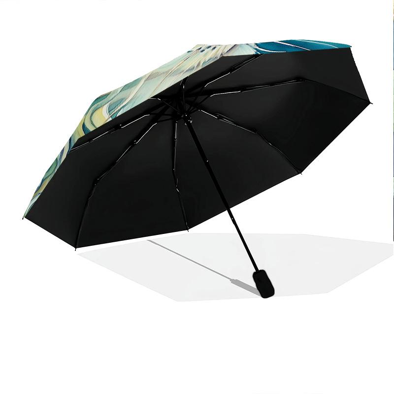 Plant Cat  pattern, automatic folding umbrella, portable and foldable design, 8 ribs, a Christmas or birthday gift.