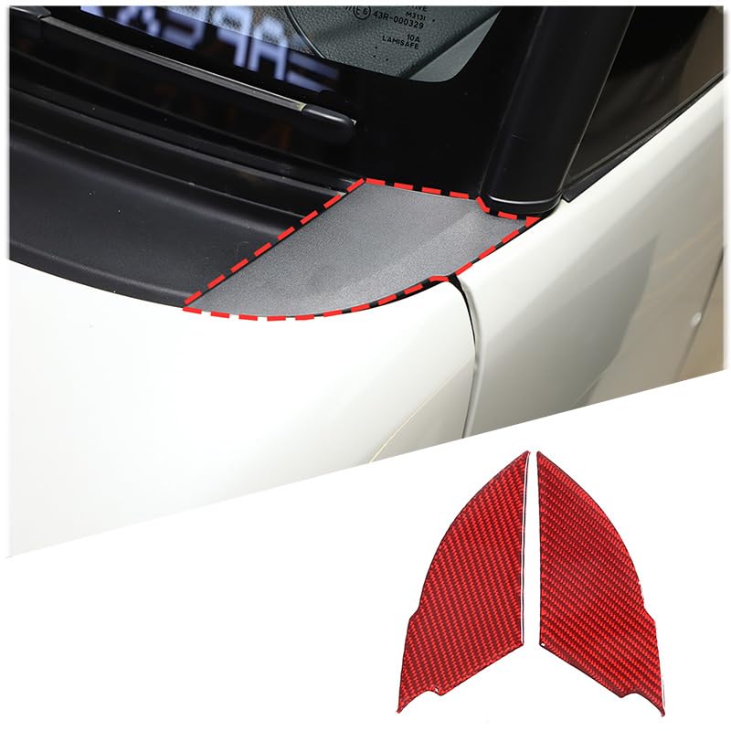 METYOUCAR Set of Carbon Fiber Hood Side Cover Stickers for Honda Customizable Exterior Parts 2-Piece N-BOX JF3/JF4 (2017-2021), (Red)
