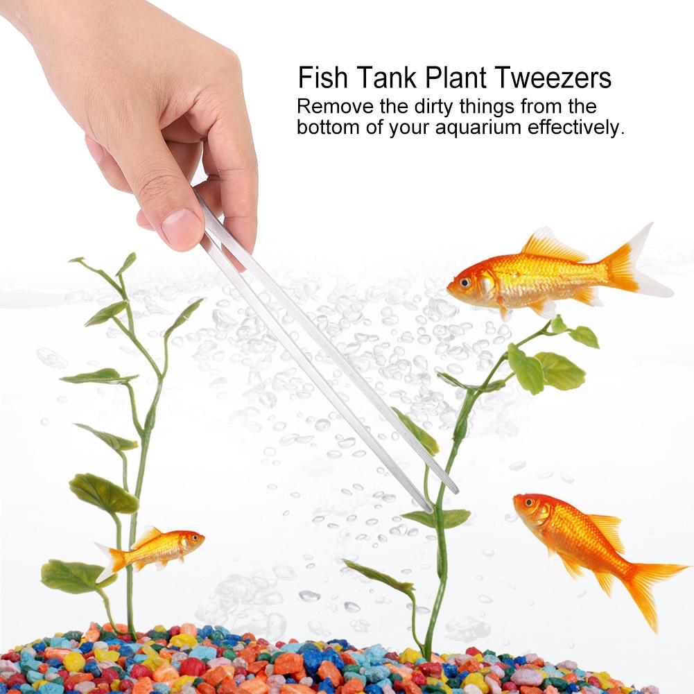 Stainless Steel Aquarium Water Plants Fish Tank Tweezers Aquascaping Tool(27cm Straight Head)