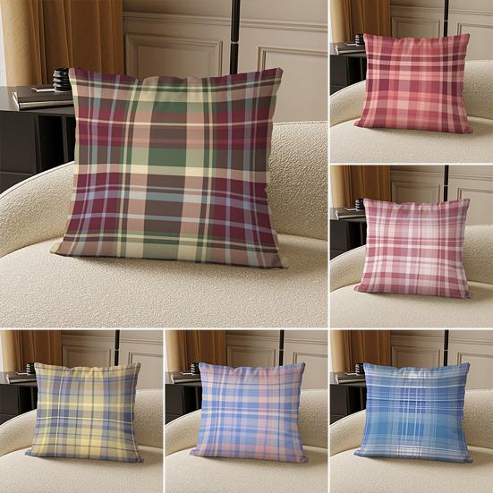Throw Pillow Cover Colorful Plaid Pattern Pillow Cover 18x18 Inch Checkered Pillow Case for Bedroom Sofa Couch Living Room Office