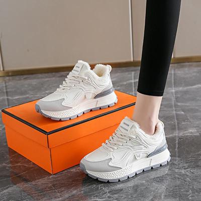 2024 Winter neue verdickte Samt warme Baumwollschuhe Damen Sportschuhe Studentinnen vielseitige Dad-Schuhe Damen Reiseschuhe Damen