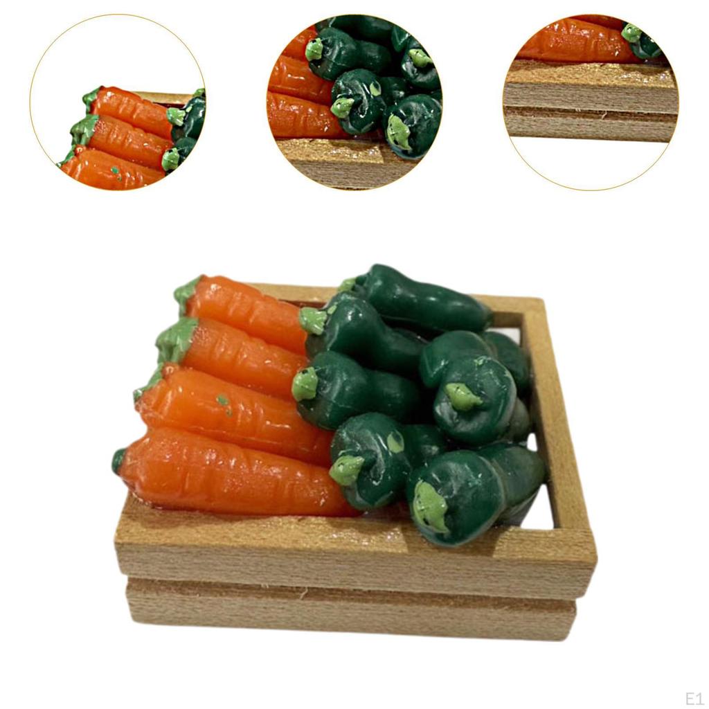 1:12 Dollhouse Vegetables Basket Model Kids Pretend Play Toy Accessory for Landscape