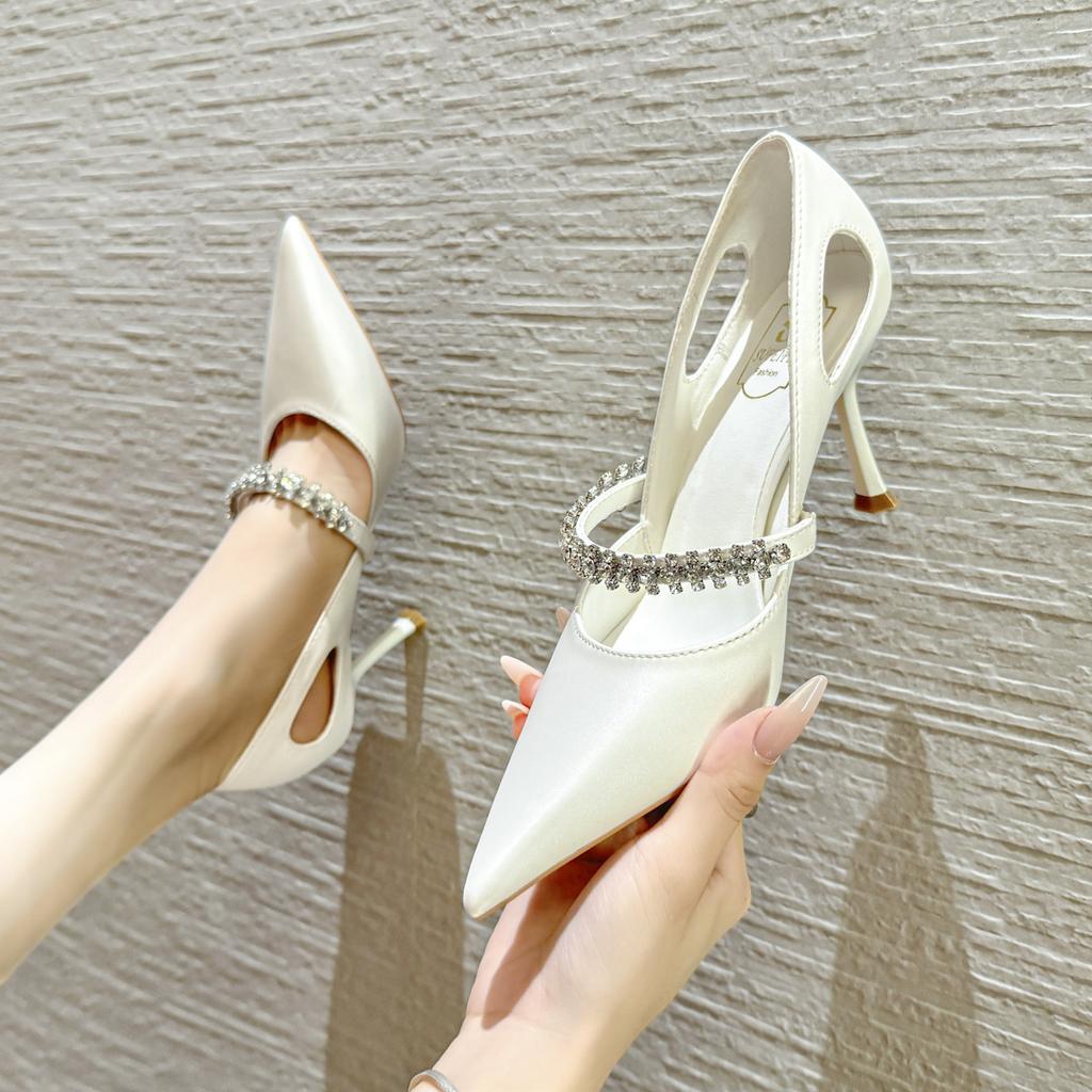79913 Fashion Pointed Head Shallow Mouth Women's Single Shoes 2026 Autumn New Thin Heel Celebrity Style High Heels