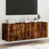 VidaXL Wall-Mounted TV Furniture and LED Lights 2pcs, Hanging TV Cabinets with Storage, Floating TV Furniture 837311