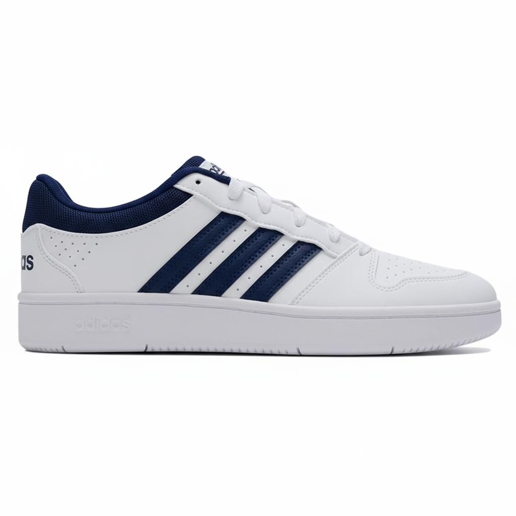 adidas HOOPS Textile, Synthetic Leather Low Top Skateboard Shoes Men's White KI1058