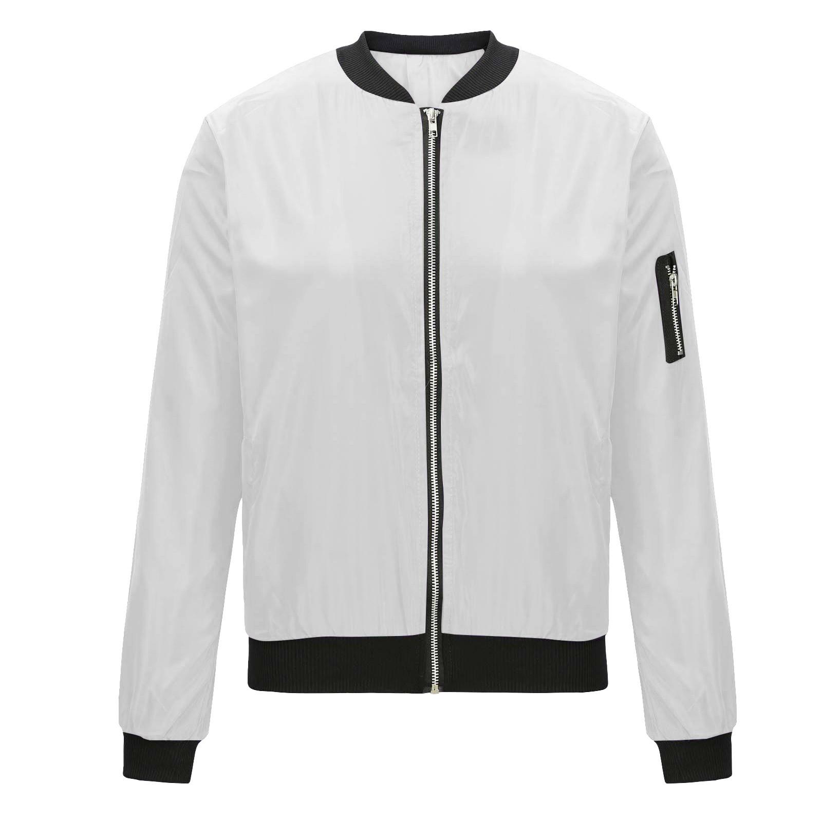 

Women s Casual Solid Color Jacket Zipper Cardigan Baseball Clothing Long Sleeve Coat XL білий