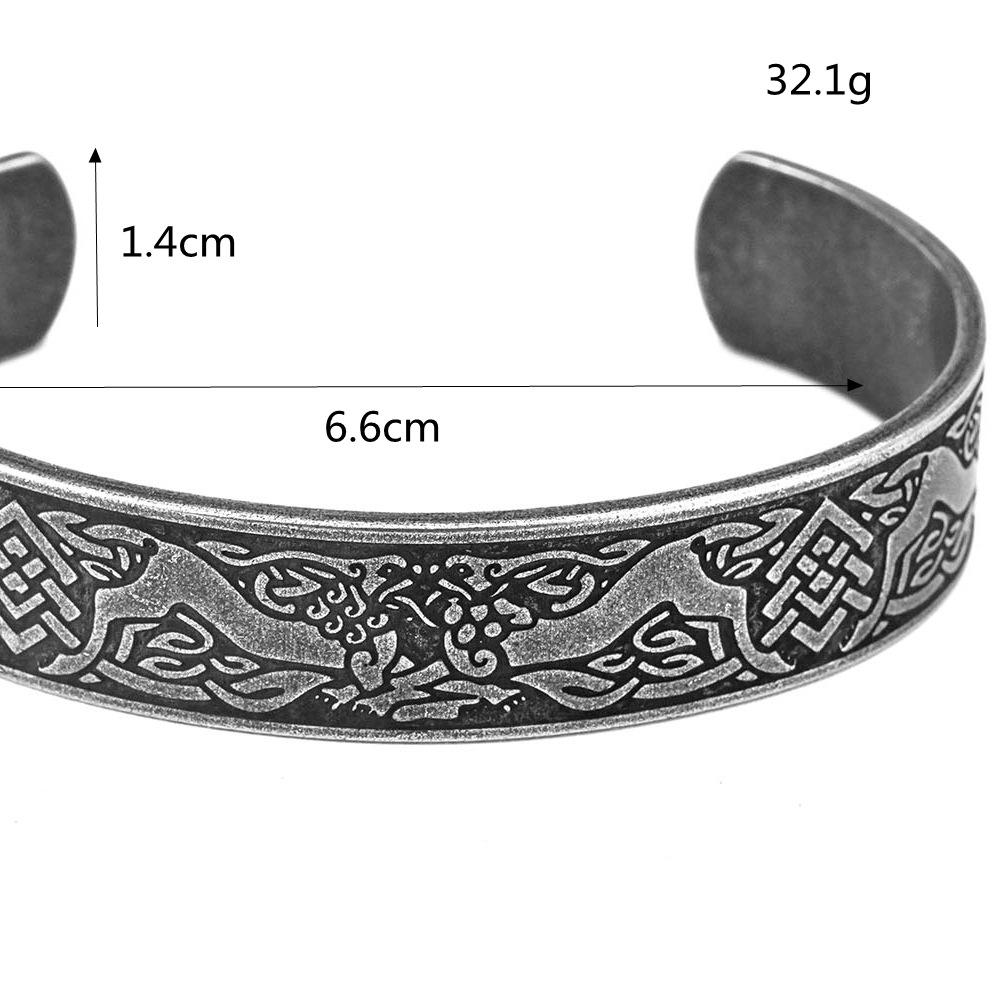 Severský vikingský náramek s dvojitým vlkem - Pánský náramek z nerezové oceli v retro designu