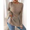 New Round-neck Slit Long-sleeved Versatile Casual Women's Base Layer T-shirt
