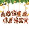 Creative Seasonal Home Decor 10 Pcs Faux Diamond Painting Art Christmas Ornaments, DIY Pearl Beads Holiday Craft Set with Wooden Base Jute Twine,