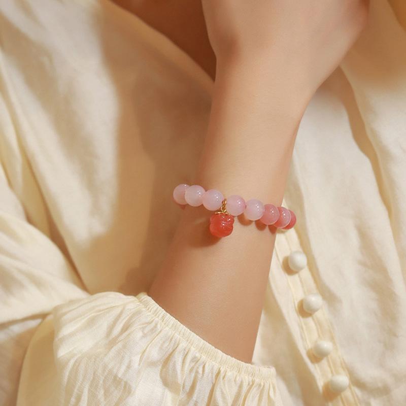 Persimmon Auspicious Red Agate Bracelet Gradient Small Persimmon Single-loop Bracelet Fashionable Commuting Natural Crystal Bracelet
