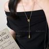2025 Matte Silver Brushed Teardrop Necklace: Women's Long Retractable Fashion Accessory with Simple, Unique Design