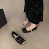 Niche high-end sequins Mary Jane single shoes women's shoes 2025 new spring flat-bottomed French temperament evening shoes