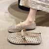 Water Diamond Mesh Soft Bottom Ladle Shoes for Women  New Spring/Summer Matching Skirt with Flat Bottom Single Shoes
