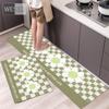Tegneserie sjakkbrett Solblomst kjøkkenmattesett Søt løpeteppe til hjemmet Absorberende Anti-skli Vaskbare baderomsmatter 40x60cm 40x120cm 2 stk.