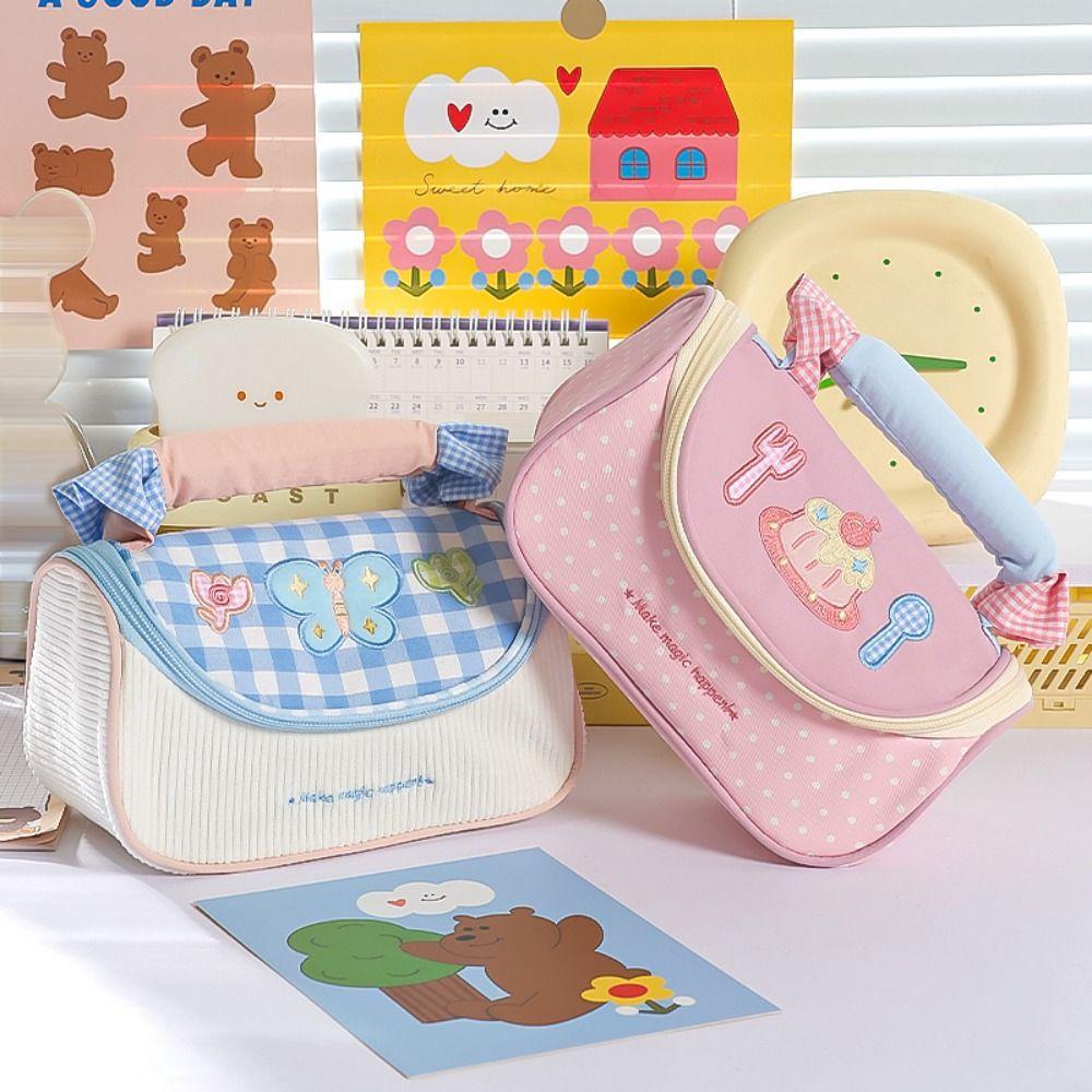 Korean Dopamine Color Pencil Case Multi-functional Large-capacity Stationery Pouch Stationery Storage Bag School Supplies