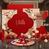Chinese Style First Birthday Party Decoration Set with Zhua Zhou Props and Red KT Board Backdrop