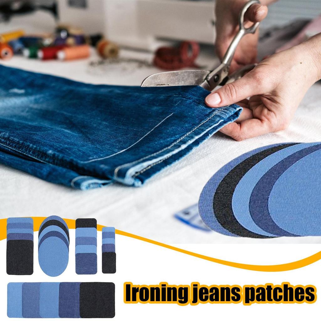 Kit di Toppe per Jeans Termoadesive per Riparazione e Decorazione 25 Pezzi Kit di Toppe in Denim per Jeans per Abbigliamento Pantaloni Giacca Borsa Zaino Cappello Tasca