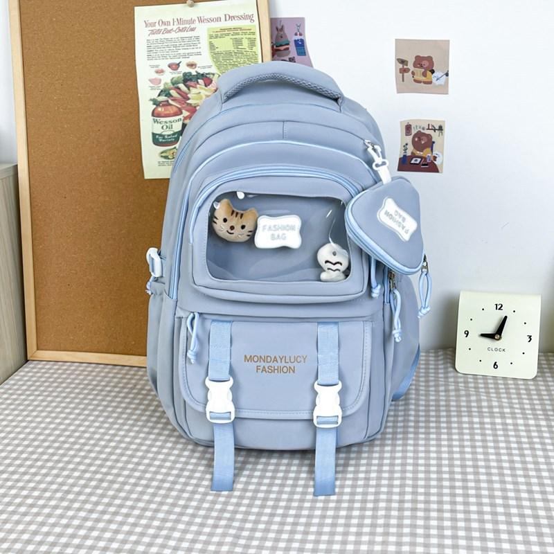Spring New Student Backpack Japanese Solid Color Small Fresh Junior and Senior High School Student Bag Large Capacity Backpack.