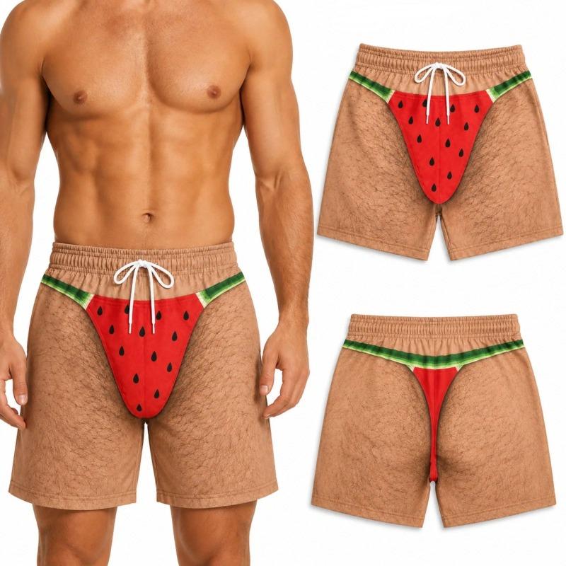 Men Fun Hip Print Swim Trunks, Original and Interesting Beach Shorts, Suitable for Friends Grooms, Summer New Product