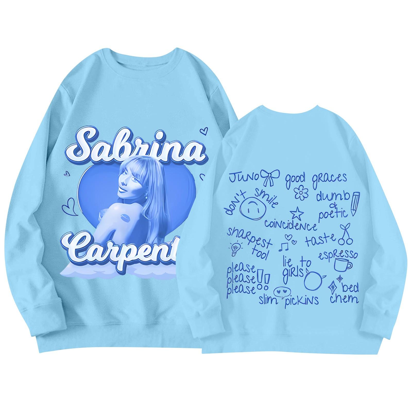 

Женская повседневная свободная однотонная толстовка с круглым вырезом и длинными рукавами с принтом S небесно-голубой